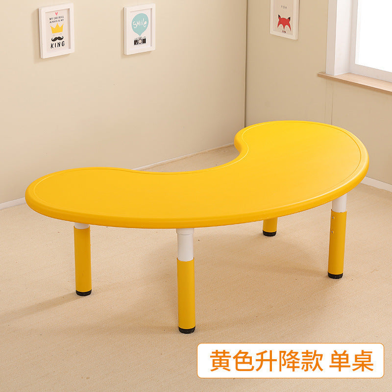 Children's table and chair set Kindergarten table and chair Baby painting game learning desk Plastic lifting moon creative table