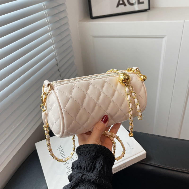 Foreign order popular niche bag women's 2025 summer new diamond chain shoulder messenger bag popular cylinder bag