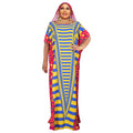 supply  contrast color chiffon dress with headscarf african plus size women's robe