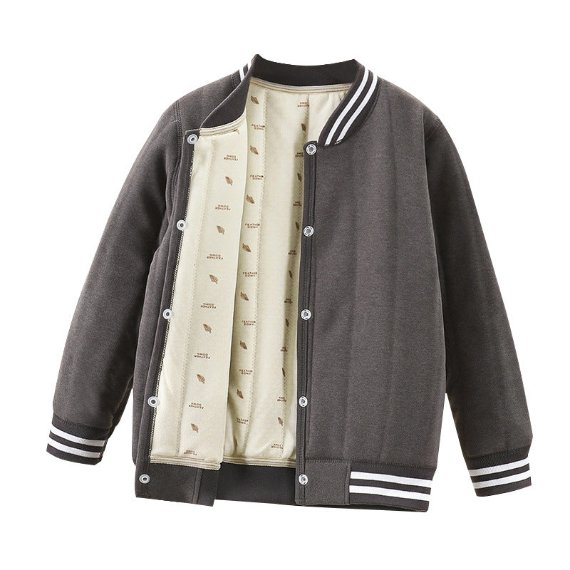 New winter quilted silk-padded baseball jacket: thickened, wearable as outerwear or inner layer, perfect for school uniforms, warm and cozy for boys and girls