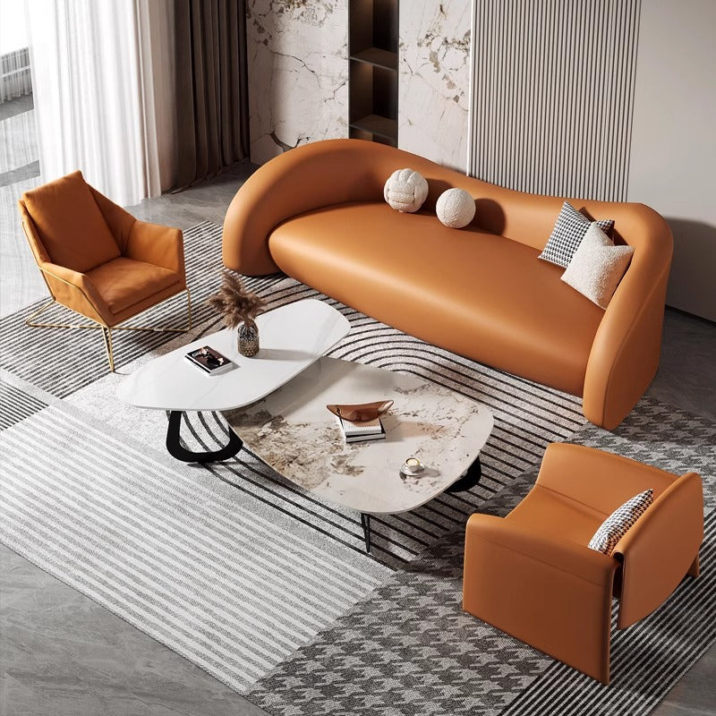 Accessible luxury leather sofa designer double sofa chair office hotel reception small sofa popularfor home leather sofa