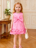 new arrival: sweet girls' big bow beaded cake vest dress