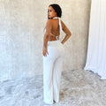 Aliexpress european and american women's clothing  spring/summer new collection: solid color casual scoop neck backless top & sexy wide-leg pants set