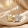 Popular copper inlaid with zirconium full diamond happiness door necklace for women summereasiest for matchfashion non-fading clavicle chain jewelry