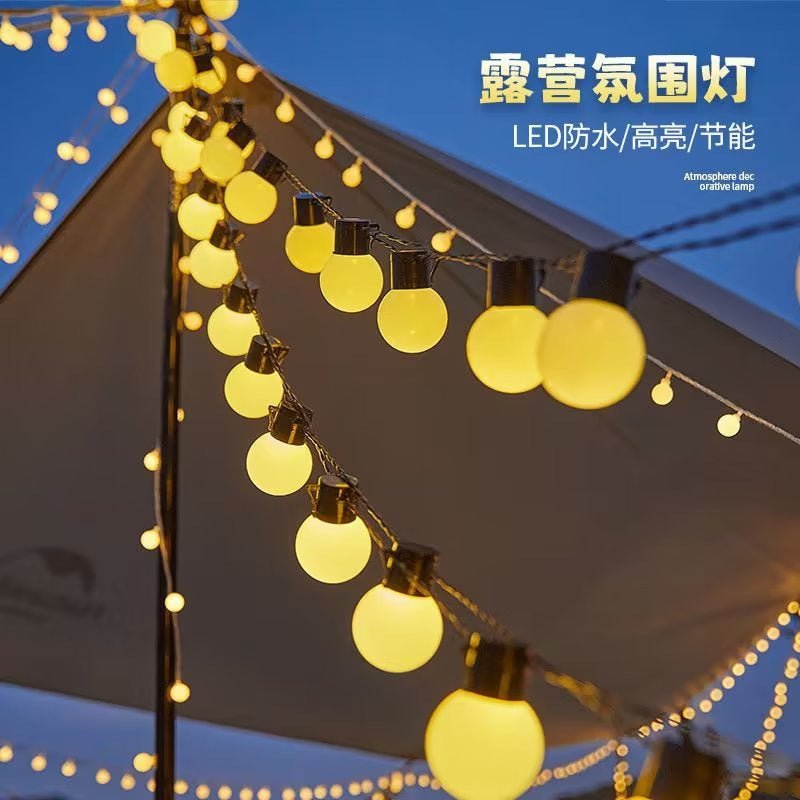 Lanterns Outdoor camping Ambient light string Arrangement tent canopy decorative lights Round ball light string Flashing lights String lights Full sky