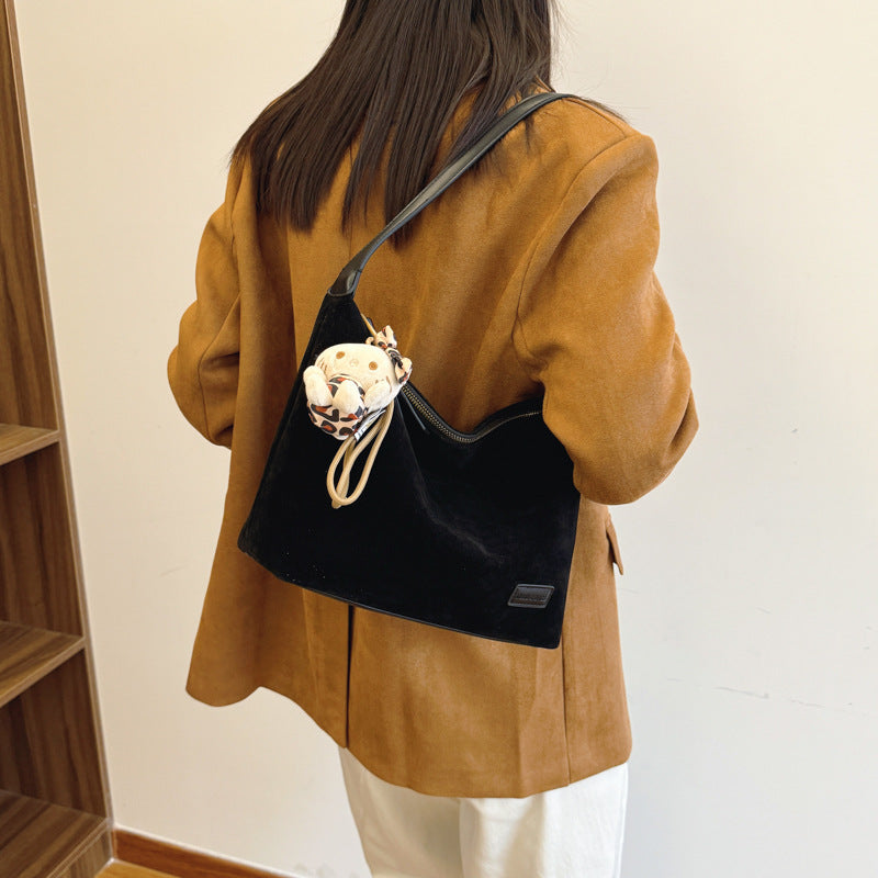 Retro premium matte women's bag high value leopard print commuter oblique span bag casual lazy wind underarm shoulder bag