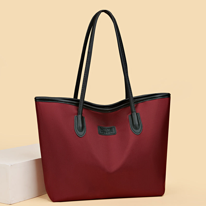 Large capacity women's shoulder bag 2024 new fashion versatile tote bag simple oxford cloth tote bag mom bag