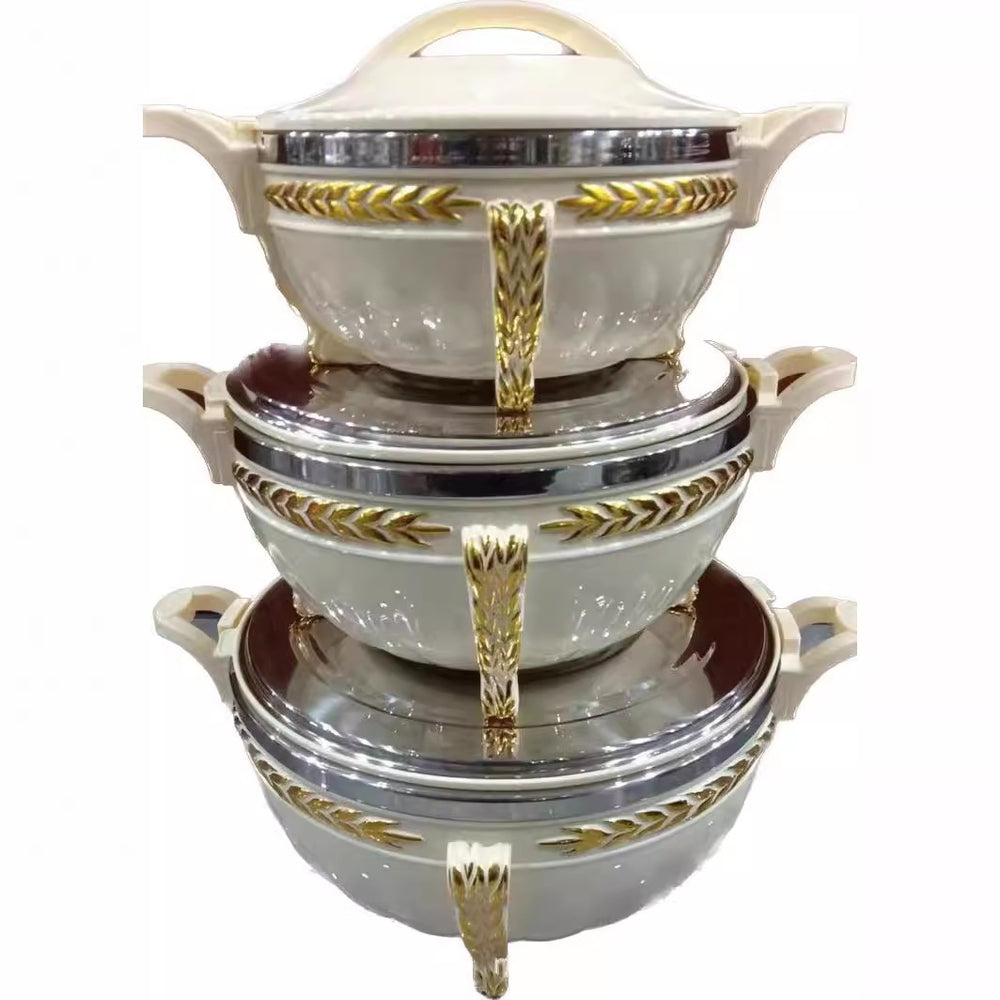 Export3pcs golden bell insulation box 3l-7l-10l large capacity export insulation tableware food warmer