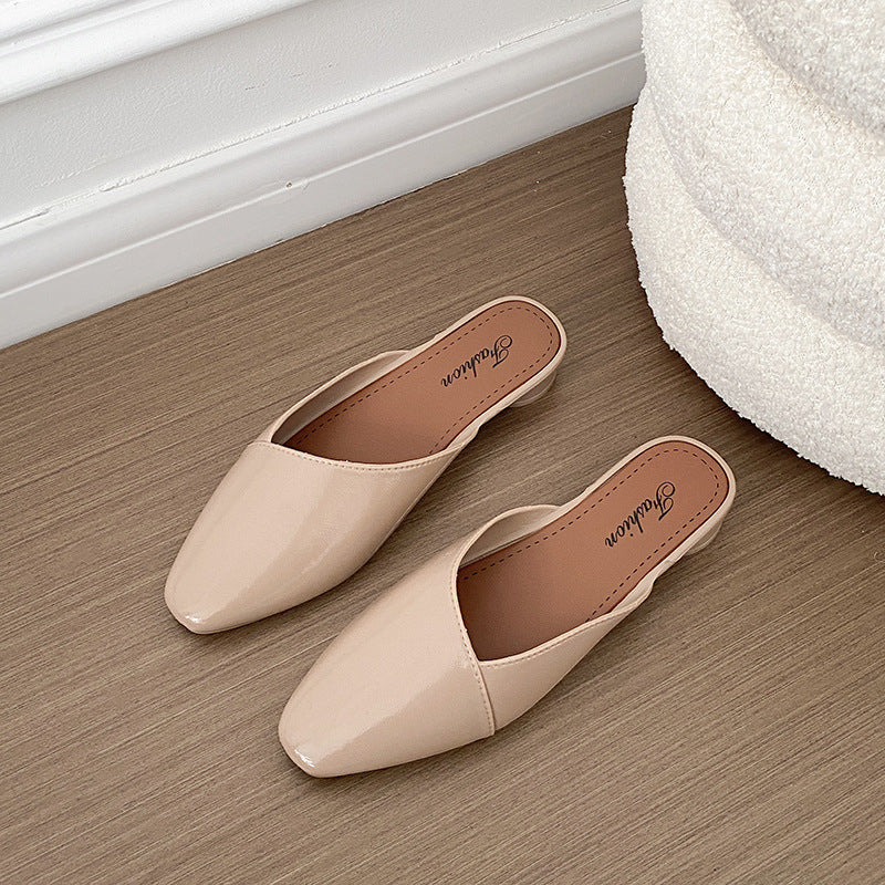 baotou half-drag outer wear sandals for women summer thick heel heightening non-slip crystal shoes lazy baotou half-drag women's export
