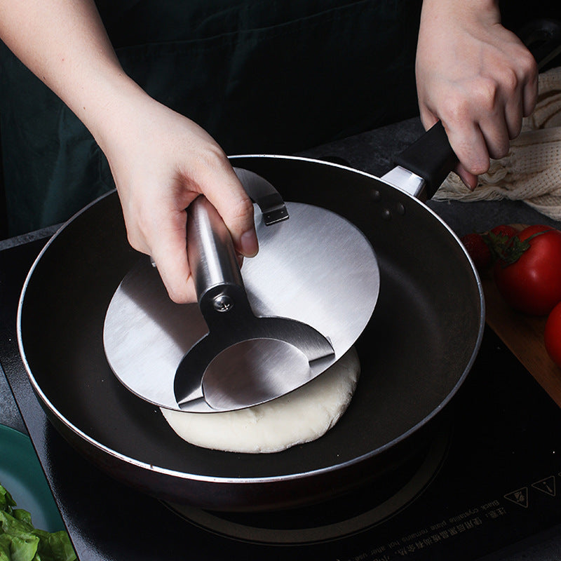 430 stainless steel round cake press hand-held biscuit burger press household hand-pressed commercial iron plate squid press