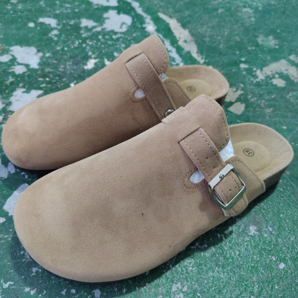 Plus size women's cork bottom slippers cross-border export baotou half slippers birkenstock shoes soft bottom roman shoes 35-46 wholesale
