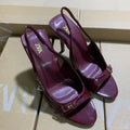 Za's 2025 spring new arrivals: burgundy and black women's patent leather peep-toe pumps with buckled ankle strap and stiletto heel