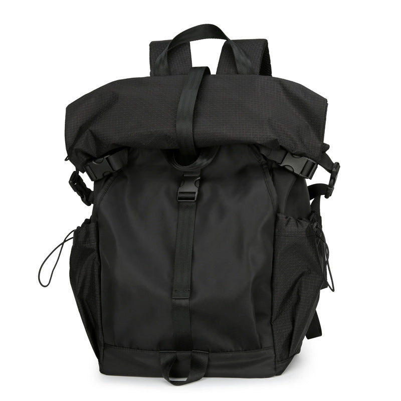 New men's backpack backpack folding roll mouth trend fashion tooling function wind travel leisure backpack men