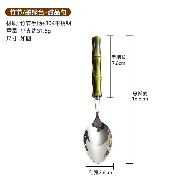 Carefully selected bamboo bead handle stainless steel knife, fork and spoon, western food steak knife, fruit fork, creative tableware suit wholesale