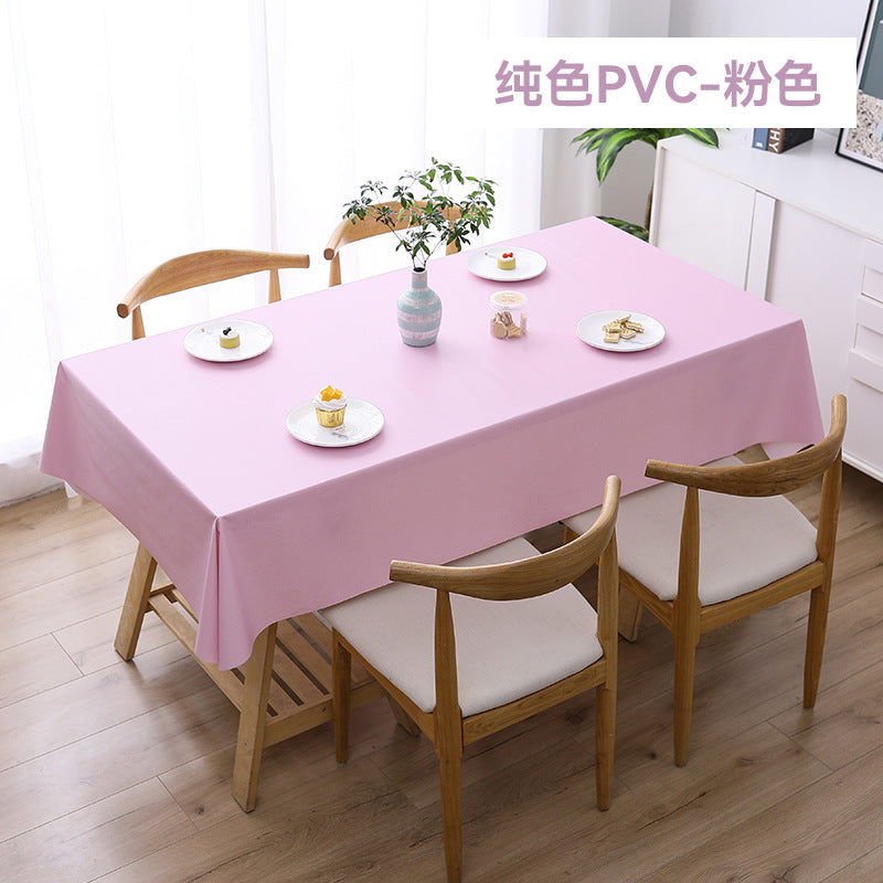 Solid color dining table tablecloth waterproof and oil-proof modern simple PVC tablecloth, leave-in coffee table table countertop cover wholesale
