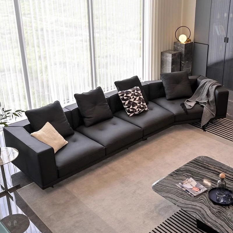 Dylan italian normcore large flat floor living room sofa small apartment straight row first layer cowhide corner special-shaped leather sofa