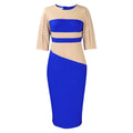 African plus size women's clothing  spring new fashion elegant ol five-sleeve color block bodycon foreign trade dress