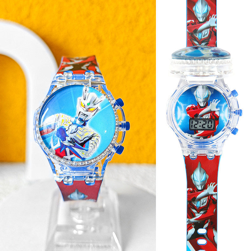Kids' spider-man watch for boys - zettai revice & ultraman trigger style - flashing, drop-proof, electronic, luminous, and waterproof - perfect for preschoolers!