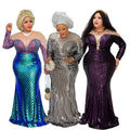 European, american, and african fashion women's sequin & beaded evening gown - slim fit mermaid long dress - cross-border exclusive