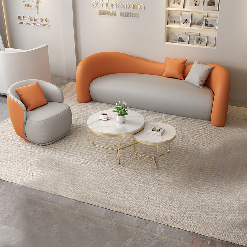 Cream nordic light luxury modern casual sofa designer creative special shaped shop straight row casual fabric sofa