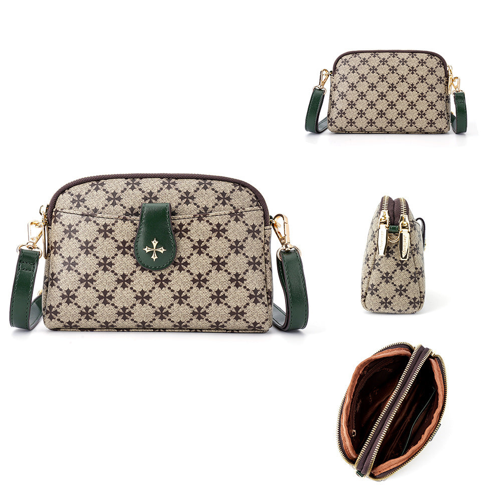 Baellerry new women's bag European and American style old pattern double zipper women's bag fashion messenger shoulder bag