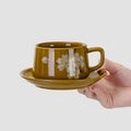Stylishretroclassy underglaze coffee cup and saucer niche style hand gift ceramic mug office milk coffee cup