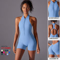 New arrival cross-border pure color high-strength nude tight sports beautiful back jumpsuit yoga wear tight running fitness wear