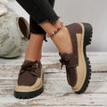 new arrival british style retro front tie backlow ankle flats women's export color matching rivets casualthick sole loafers