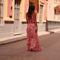 spring european and american style cross-border elegant printed women's dress - fresh wrap dress with ruched detail, chic and commuter-friendly long dress