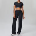 Ready-to-ship cross-border double-sided nylon seamless high-stretch activewear set - yoga, running, and fitness wide-leg two-piece outfit