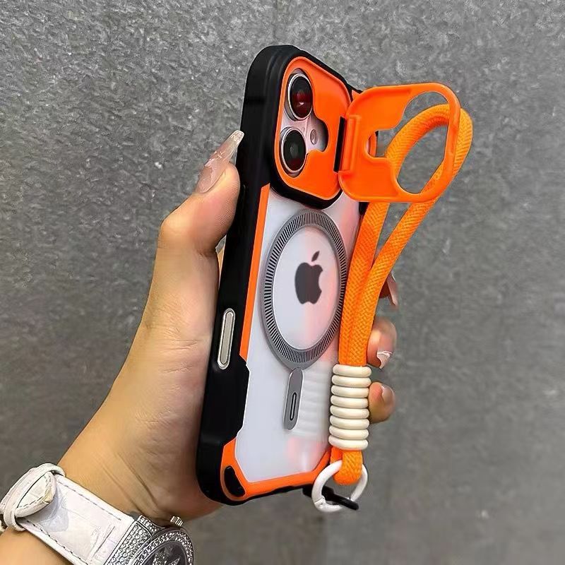 Jia gu shield multifunctional magnetic stand compatible iphone 16 drop-proof phone case with lanyard for apple 15 & 14 (cross-border)