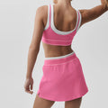 new arrivalfake two-piececontrast color white striped suspender running sports intimates bra tennis skirt yoga suit