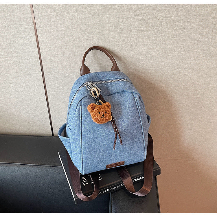 Cross-border contrasting color girls backpack 2025 new large-capacity commuting class simple shoulder bag backpack