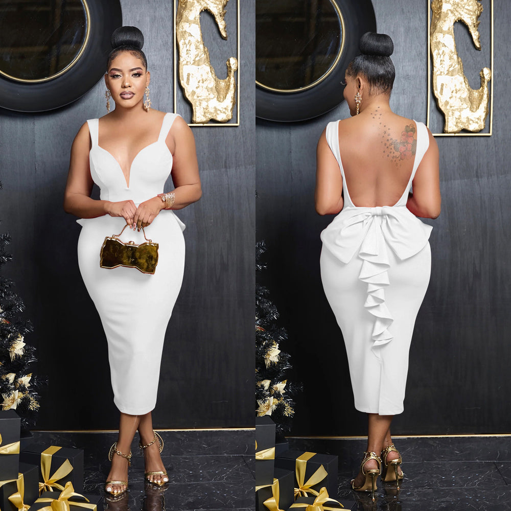 C6845 cross-border   fashion women's solid color v-neck sexy backless maxi dress