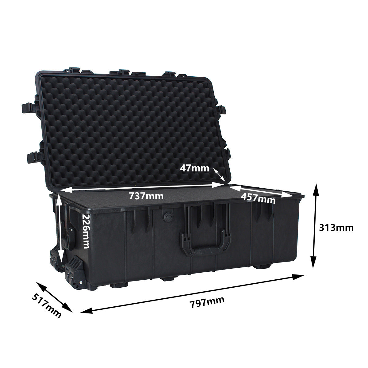 P safety case, protective case, tie rod protection, three-proof plastic tool tie rod case, high-strength tie rod moisture-proof seal