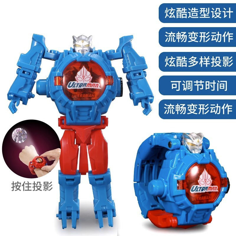Transforming kids' electronic watch toy - student projector cartoon transformation - manwei transformation robot for boys
