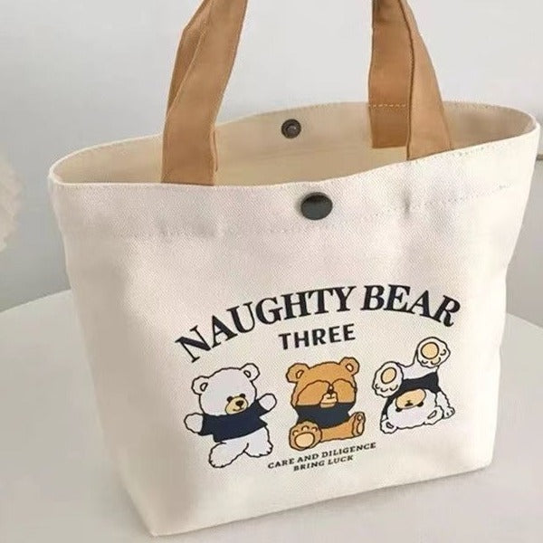 Canvas bag Versatile female student lunch box bag Simple tote bag Small tote bag Office worker rice bag Bento bag Small bag