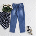 new arrivals: plus-size women's daisy patchwork denim jeans with frayed hem and distressed details - perfect for , , and european & american markets