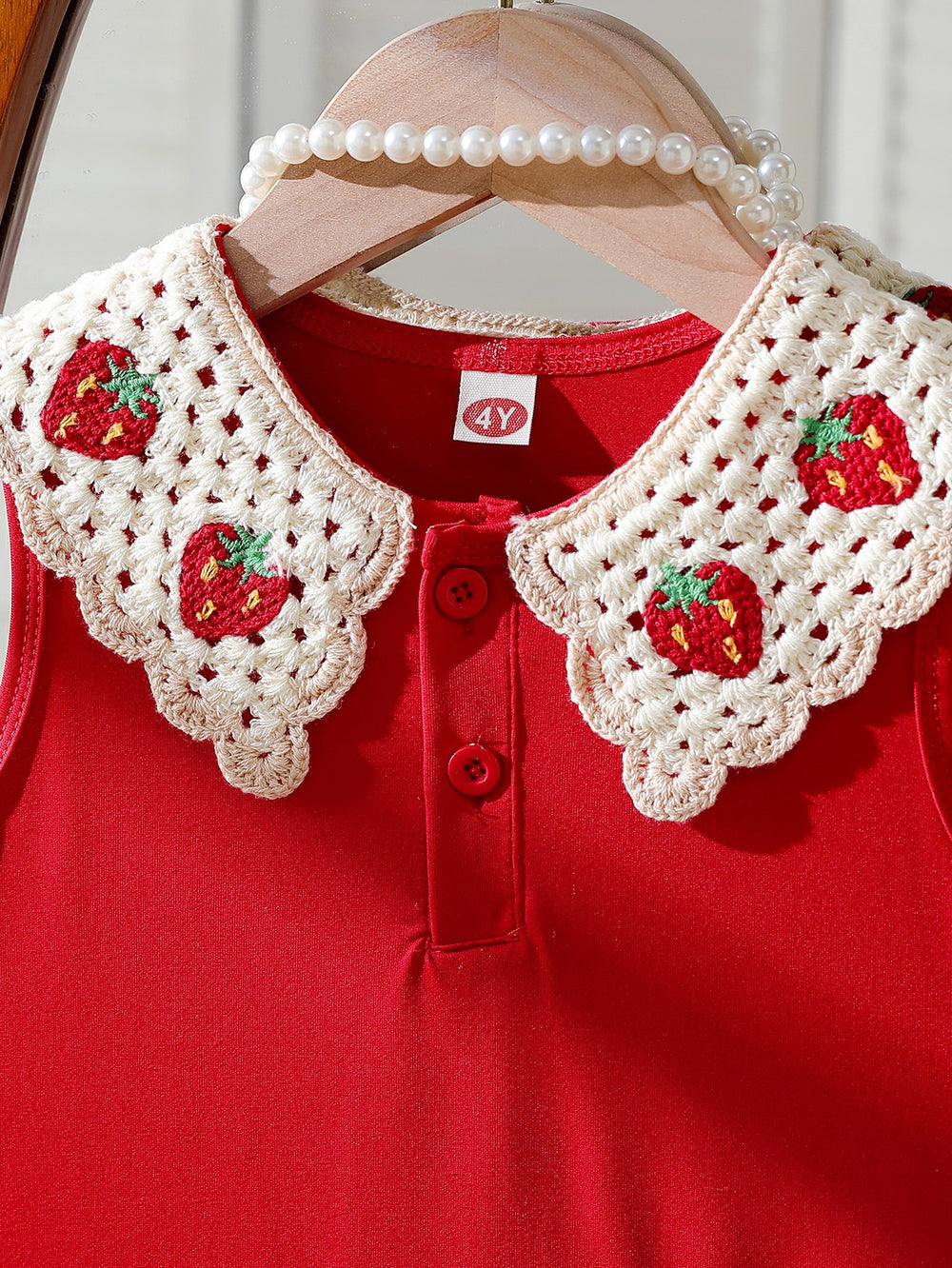cross-border pastoral style girls' cute strawberry collar bow princess dress - exclusively for cross-border e-commerce