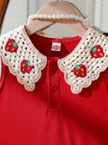 cross-border pastoral style girls' cute strawberry collar bow princess dress - exclusively for cross-border e-commerce
