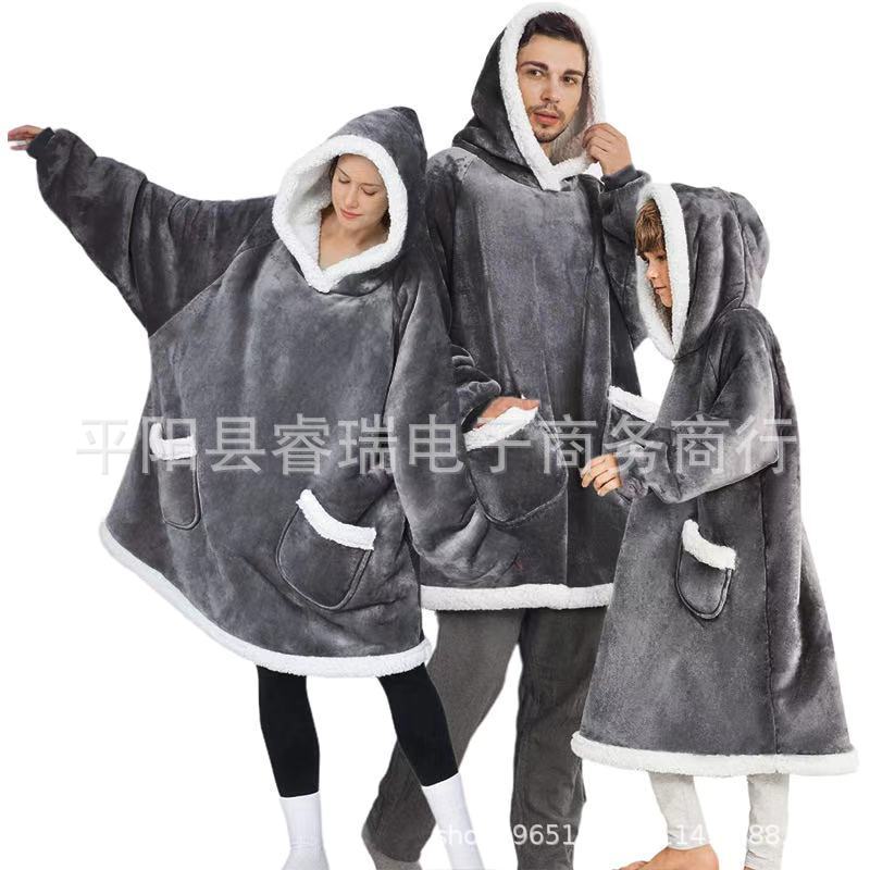 Pullover fleece pajamas heattech tv blanket outdoor cold-proof nightgown couple's outfit sweatshirt fleece heattech clothing