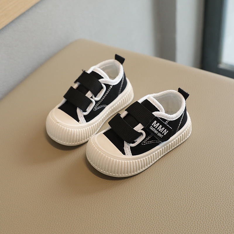 Kids' canvas shoes - spring/autumn white sneakers for boys and girls - soft sole, versatile casual shoes for toddlers and preschoolers (ages 1-3)