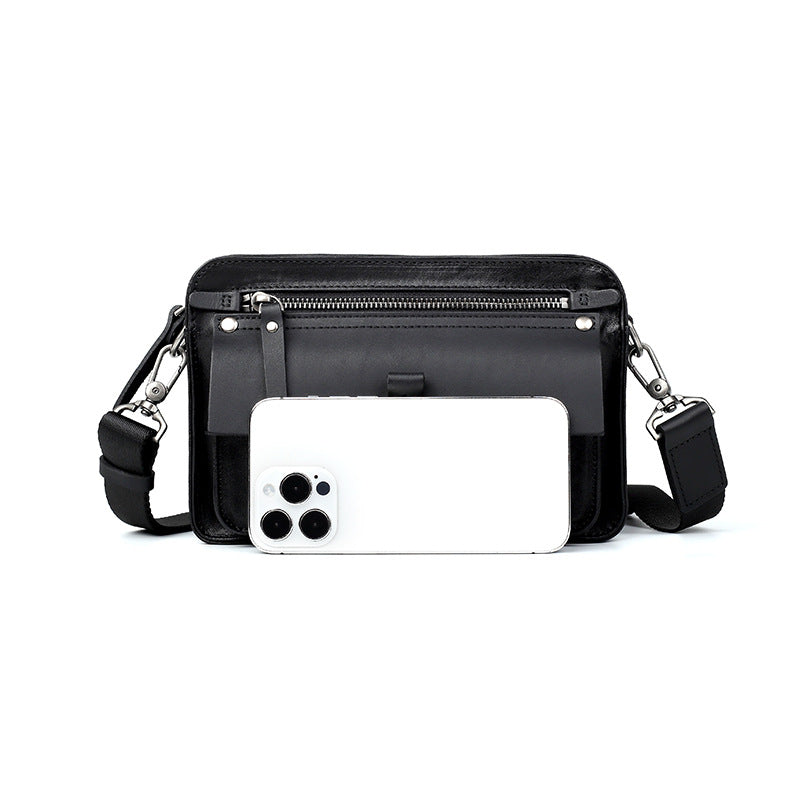 New leather men's bag horizontal casual niche men's messenger bag fashion commuter first layer cowhide men's shoulder bag