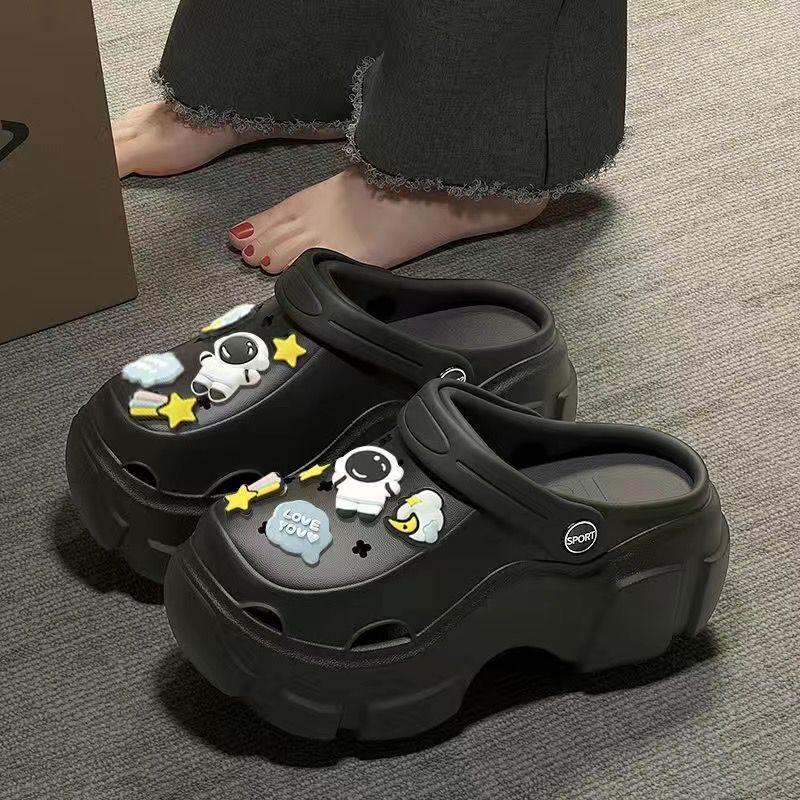 Thick sole crocs women's slippers summernew arrivaltrendy home outdoor heightenednon-slipboutiqueins beach sandals