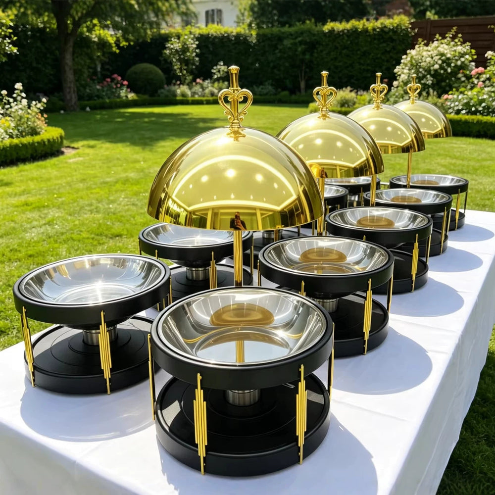 Gold stainless steel buffet warmer - 8l large capacity hotel wedding hanging insulated buffet stove - in stock & wholesale