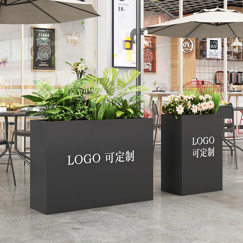 Outdoor wrought iron flower box combination Commercial street Square flower bed Outdoor flower slot External pendulum Modern stainless steel flower pot partition