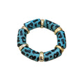 Leopard print acrylic bracelet wholesale - european and american style, edgy & sweet, statement jewelry, high-end aesthetic, color block stretch bracelet