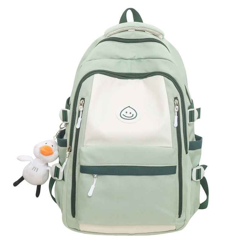 New high-quality contrasting color schoolbag large-capacity nylon backpack junior high school student bag fashion trend leisure bag