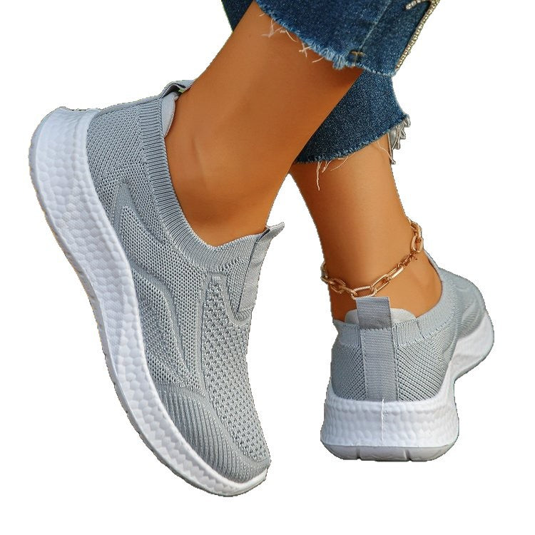 Women's shoes  cross-border flyknit mom shoes spring/autumn export soft sole soft upper casual versatile breathable athletic flats