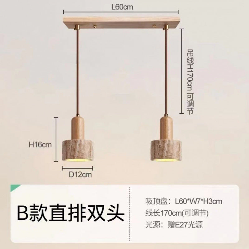 Yellow travertine bedroom bedside chandelier Japanese wabi-sabi retro restaurant chandelier designer homestay restaurant chandelier